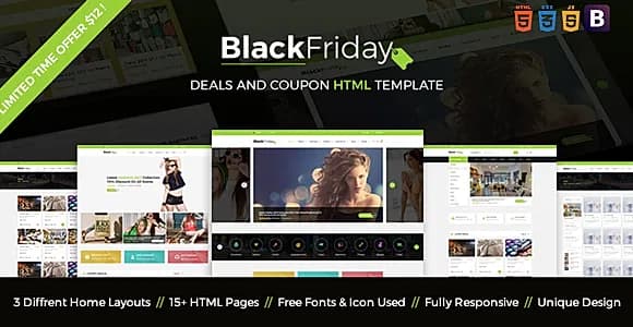 Black Friday - Bootstrap Responsive template for deals & coupon codes