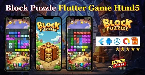 Block Puzzle Flutter Mobile Game App With HTML5 Code