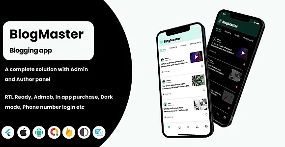 Blog master - Flutter app - iOS - Android - Admin panel - Author panel