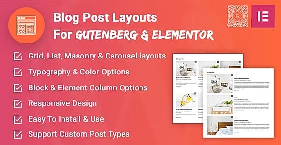 Blog Post Layouts for Gutenberg and Elementor