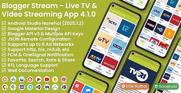 Blogger Stream - Live TV & Video Streaming App - Blogger API v3