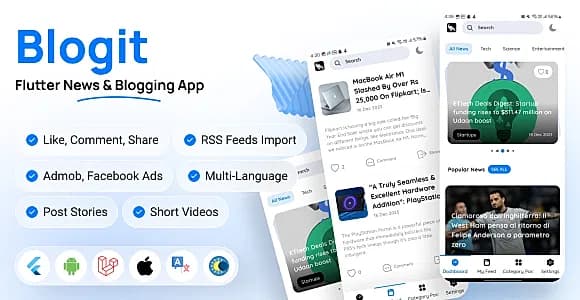Blogit News App | Flutter News App and Website Complete Solution