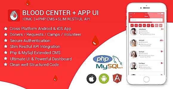 Blood Center | Blood Donation App | Android & iOS | PHP admin Dashboard | Rest API