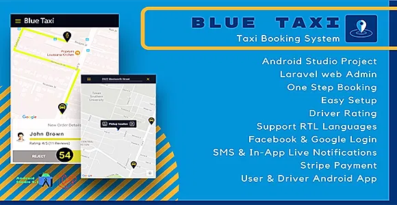 Blue Taxi- Taxi booking system, Android Studio project