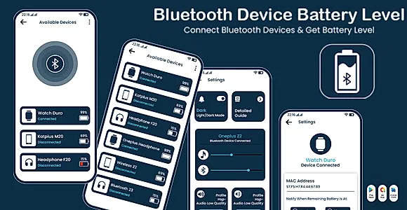 Bluetooth Device Battery Level - HeadSet - Bluetooth Devices and Pair  - Bluetooth Notification