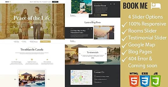 Book Me - One Page Hotel / Resort HTML Template