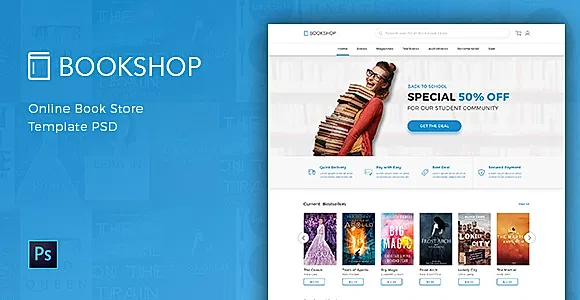 Bookshop - Online Book Store Template PSD