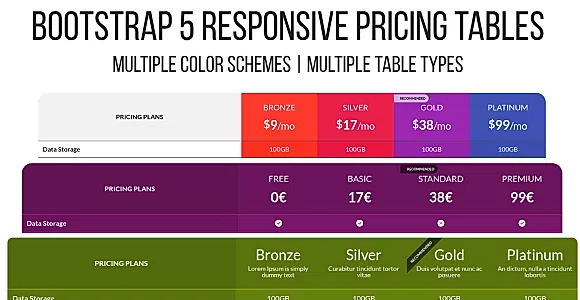 Bootstrap 5 Responsive Compare Pricing Tables Template UI Kit