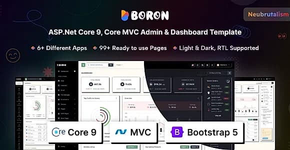 Boron - ASP.NET Core 9 & Core MVC Admin Dashboard Template