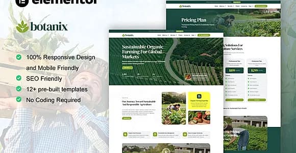 Botanix - Agriculture & Organic Farming Elementor Pro Template Kit