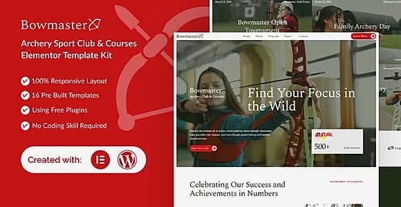 Bowmaster - Archery Club & Courses Elementor Template Kit