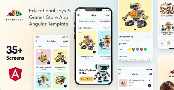 BrainNest - Educational Toys & Games Store Angular Mobile App | PWA