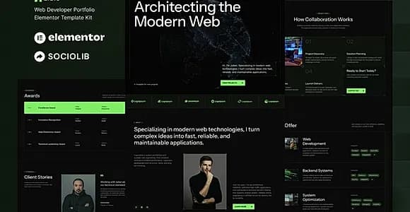 Brave - Web Developer Portfolio Elementor Template Kit