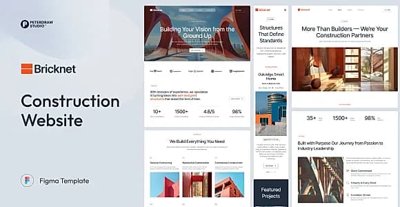 Bricknet - Construction Website UI Figma Template