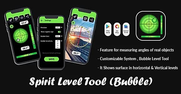 Bubble Level Tool - Level Tool Ruler - Spirit Level - Surface Level - Pocket Bubble Level - Tool App