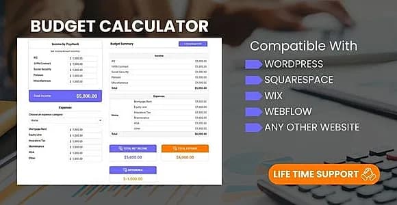 Budget Calculator - Financial Web Calculator for Website