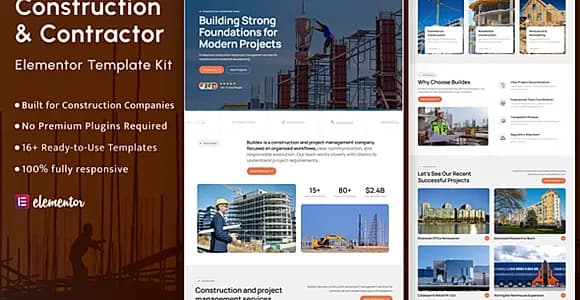 Buildx – Construction & Contractor Elementor Template Kit
