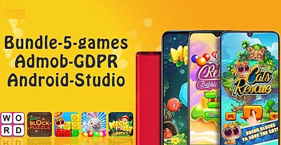 Bundle#1 , 5 Games (Admob + GDPR + Android Studio)