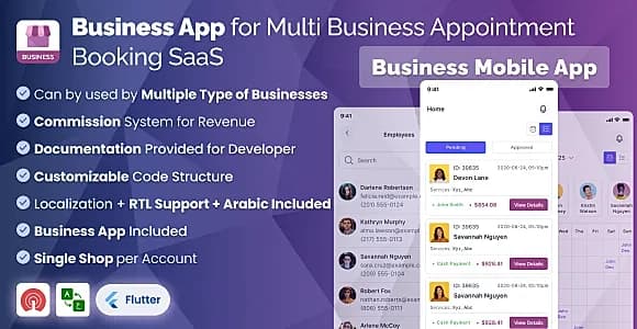 Business App Shop App (Flutter) for Multi Business Appointment Booking SaaS Marketplace System