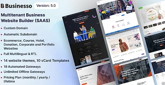 Businesso - Multipurpose Website Builder SAAS (Multitenancy)