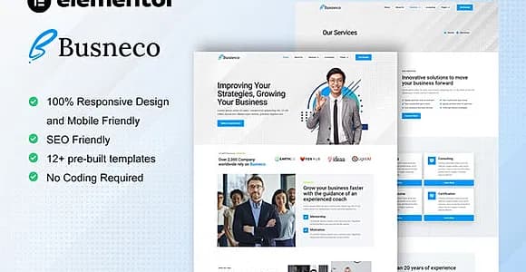Busneco - Business Coach & Consulting Elementor Template Kit