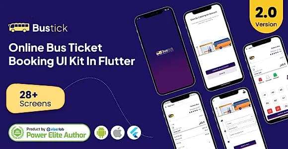 BusTick - Online Bus Ticket Booking App UI Kit in Flutter