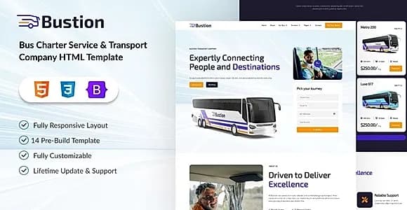 Bustion - Bus Charter Service & Transport Company HTML Template