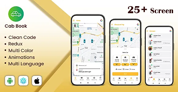 Cab - Taxi Booking | Cab Booking App | React Native iOS/Android App Template
