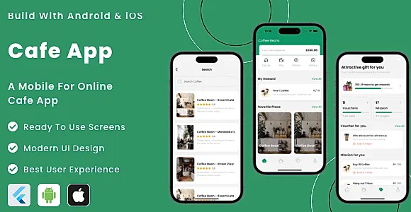 Cafe App - Online Complete Restaurant/Cafe Flutter App | Android | iOS Mobile App Template