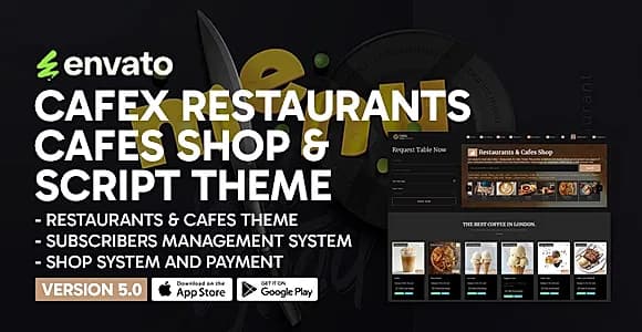 Cafex - Restaurants & Cafes Shop Script Theme