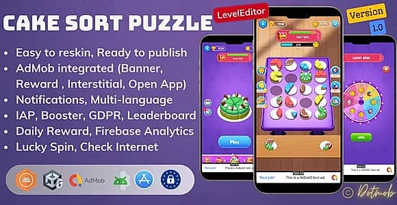 Cake Sort 3D Puzzle – Unity Complete Game