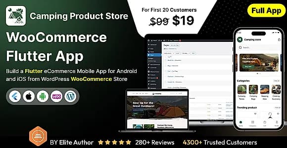 Camping Shop Store App - E-commerce Store app in Flutter (Android, iOS) with WooCommerce Full App