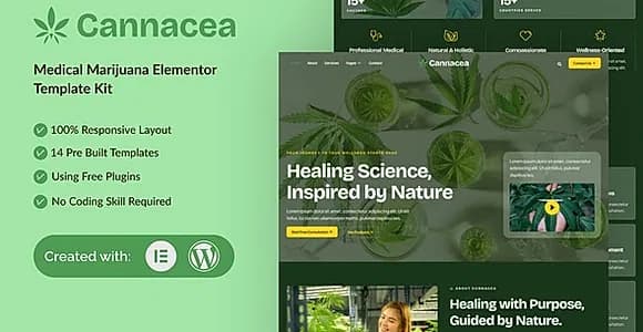 Cannacea - Medical Marijuana Elementor Template Kit