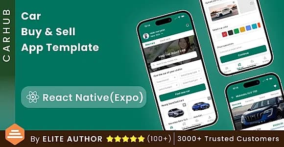 Car Buy & Sell App Template in React Native | CarHub