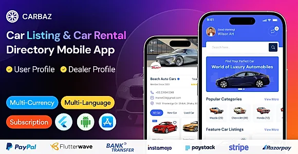 Carbaz - Car listing & Car Rental Directory Flutter App