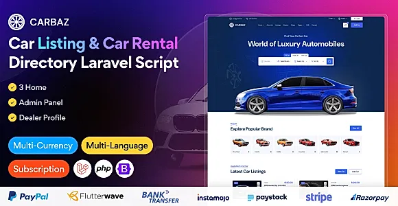 Carbaz - Car listing & Car Rental Directory Laravel Script