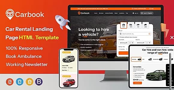 Carbook - Car Rental Landing Page HTML Template
