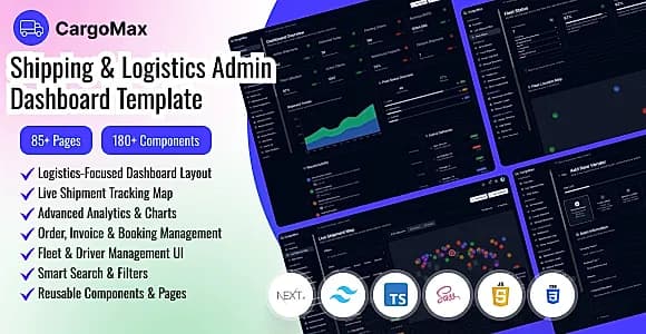 Cargomax – Shipping & Logistics Admin Dashboard Next.js Template