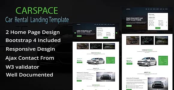 Carspace - Car Rental Landing Page HTML Template