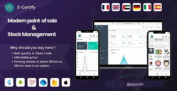 E-Cartify - Flutter Modern Point of Sale - Flutter Stock Management  in Laravel + Flutter