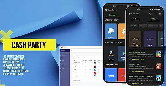 Cash Party and Rewards - 16 Offer Ad Networks and Laravel Admin Panel