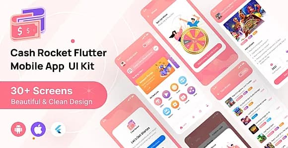 Cash Rocket Reward Flutter App UI Kit ( Android & iOS)