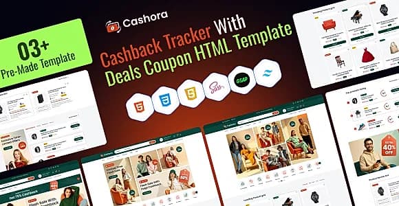 Cashora – Cashback Tracker with Deals & Coupon HTML Template