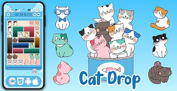 Cat Drop Puzzle - HTML5 Game, Construct 3