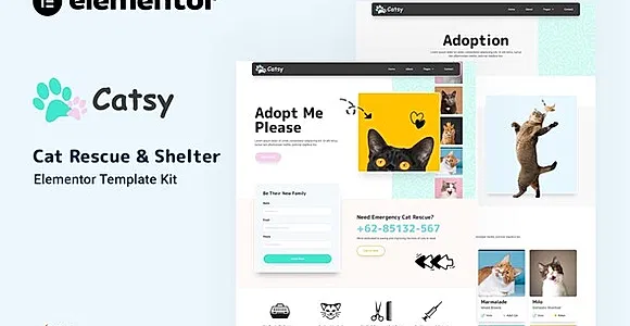 Catsy - Cat Rescue & Shelter Elementor Template Kit