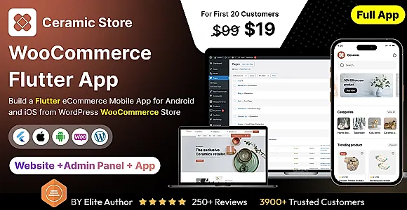 Ceramic Store App - E-commerce Store app in Flutter (Android, iOS) with WooCommerce Full App