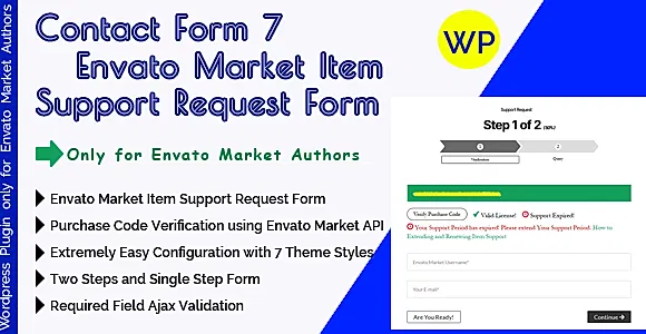 CF7 Envato Market Item Support Request WordPress Plugin