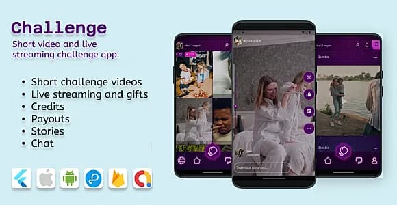 Challenge(IOS and Android) - Videos, Livestreaming with 2 participants, Audio room (9 broadcasters)