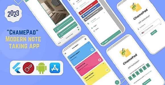 ChamePad v1.1 - Private Note-Taking App | Flutter, SQlite & Firebase | Android & iOS
