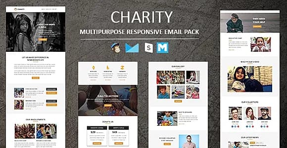 Charity -  Responsive Email Template With Stamp Ready Builder Access